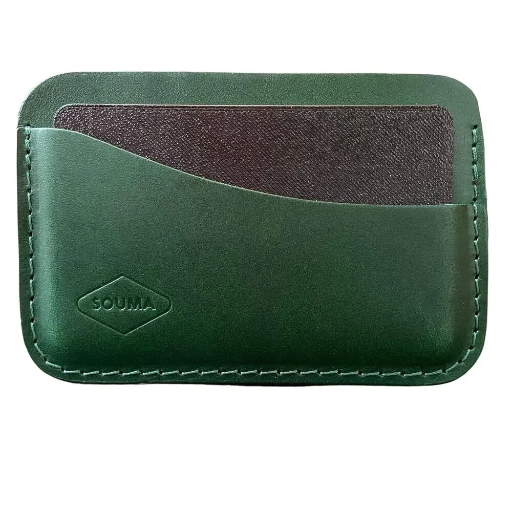 SOUMA LEATHER Minimalistic Leather Card Wallet  (Green)
